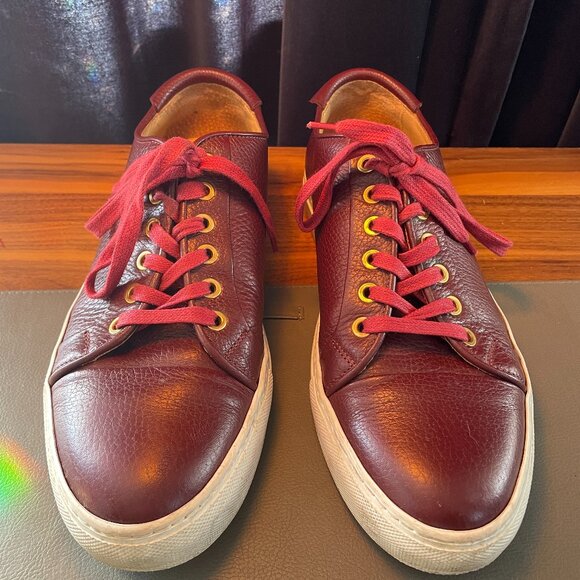 Collegium Men's Leather Sneakers – Burgundy – Size US 8.5 / EU 42 - Picture 2 of 8